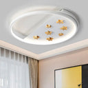 White Metal Ring Ceiling Light With Star Design For Romantic Living Room / 16.5’