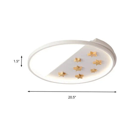 White Metal Ring Ceiling Light With Star Design For Romantic Living Room