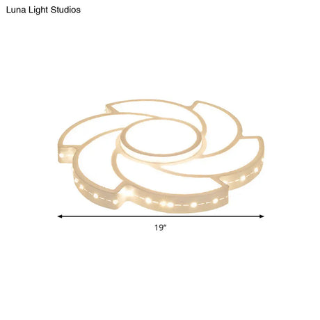 White Metal Tornado Flush Ceiling Light - Modern Led Lamp For Dining Room