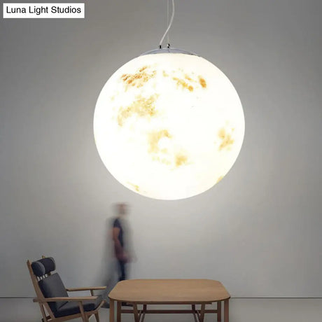 White Moon Acrylic Pendant Light - Elegant 1-Light Ceiling Fixture For Restaurants