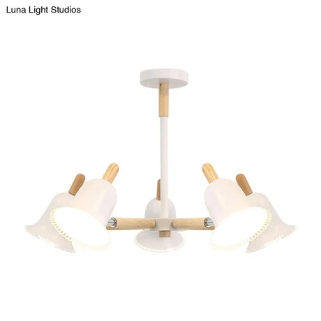 White Nordic Ceiling Pendant Wood Chandelier For Stylish Living Room Décor