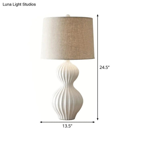 White Nordic Shaded Table Light With Ceramic Base - 1 Bulb Task Lighting