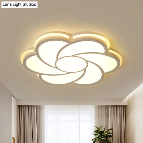 White Petal Flush Led Ceiling Lamp - Modern Stylish Design With Acrylic Shade 3 Color Light Options