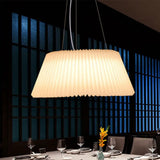 White Plastic Barrel Ceiling Pendant Lamp - Modern 1 Light Restaurant 18’/22.5’ Wide / 22.5’