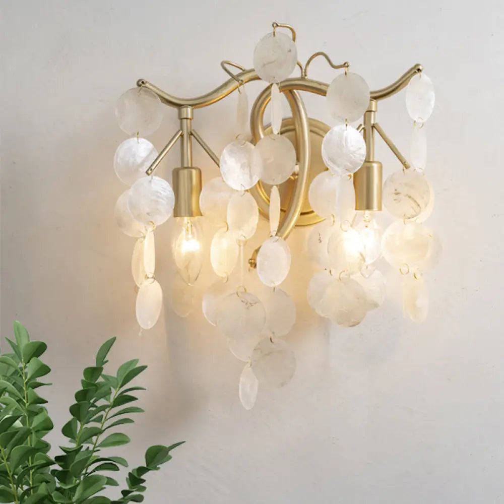 White Shell Wall Sconce Lighting with 2 Traditional Cascade Wall Lamp ...
