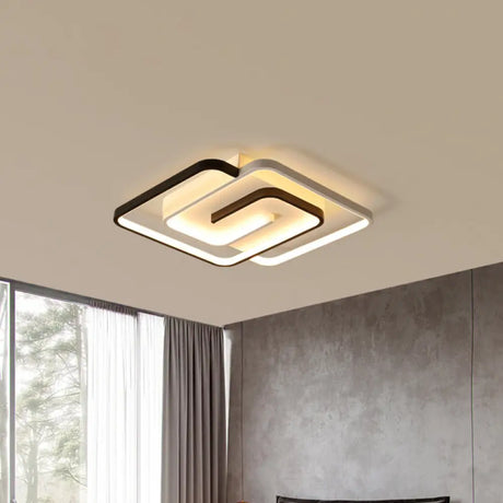 White Square Bedroom Flush Mount Light: Led Acrylic Simplicity Ceiling Fixture 18/21.5 Width