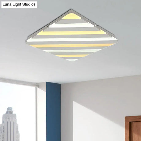 White Stripe Acrylic Flush Ceiling Light With Led Lamp For Dining Room