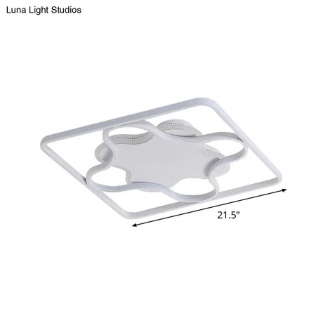 White/Warm Led Bedroom Flush Light: Minimalist Square & Petal Aluminum Ceiling Lamp 18’/21.5’ Wide