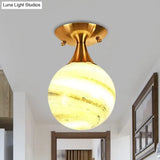 White - Yellow/Gray - Blue/Smoke Gray Glass Orb Shade Semi Mount Lighting - Nordic Style 1 Bulb