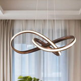 Wide Black/White/Brown Bent Ceiling Light Fixture With Led Acrylic Chandelier Pendant In Warm/White