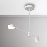 Simple Style Black/White Metal Multi-Tier Asymmetrical 2/4/6/8-Head Pendant Light In