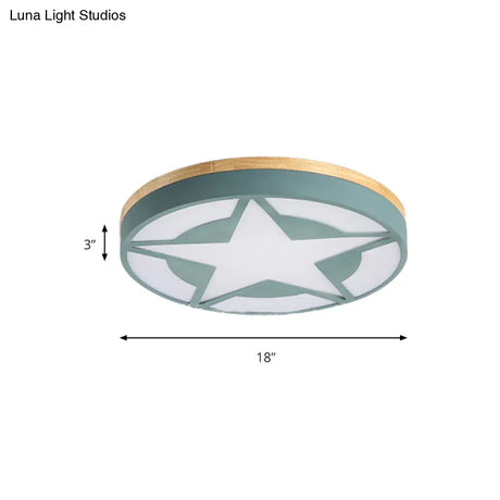 Wood Led Star Flush Mount Ceiling Light With Acrylic Shade For Boys Bedroom – Modern Style