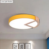 Wood Triangle Nordic Led Ceiling Lamp In 5 Colors (Warm/White) For Kindergarten Yellow / 12 Warm