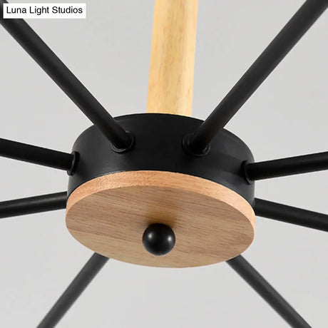 Wooden Antler Chandelier: Modern Simplicity Pendant Lights With Exposed Bulbs For Creative Bedroom