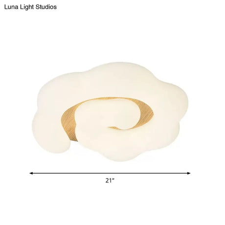Wooden Cloud Led Ceiling Light For Children’s Bedroom - Nordic Style Flush Mount Lighting