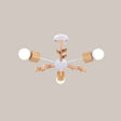 Wooden Nordic Beige Led Semi Flush Mount Ceiling Light For Bedroom 3 / Wood