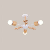 Wooden Nordic Beige Led Semi Flush Mount Ceiling Light For Bedroom 3 / Wood