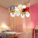 Yellow Car Pendant Light With Driver Cartoon Chandelier - Perfect For Baby Room! / 18 Warm